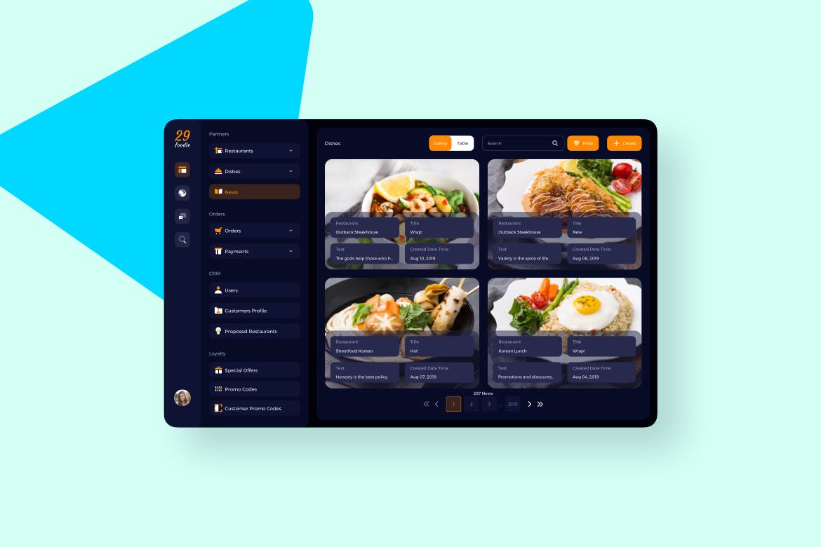 美食主题网站/平台新闻管理界面UI设计模板 29Foodie Food Admin News Ui – FP插图(1)
