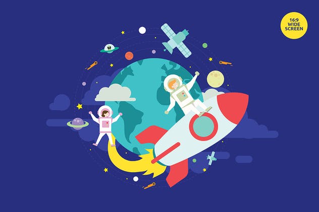 太空探索主题矢量素材库精选概念插画 Startup Space Expedition Vector Concept插图(1)