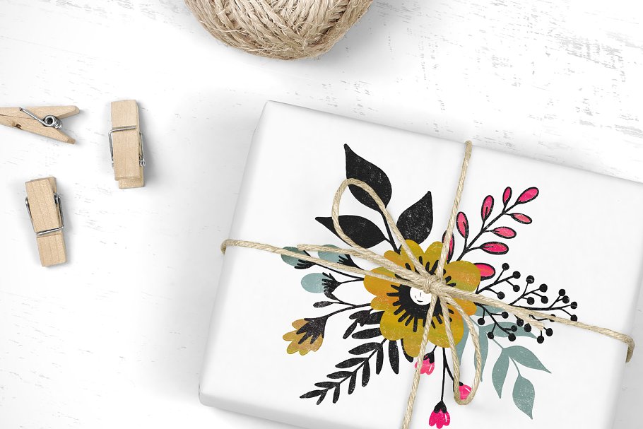 装饰英文字体+超过200手绘花卉装饰图形元素 Ciao Amore Decorative Font Kit插图(10)