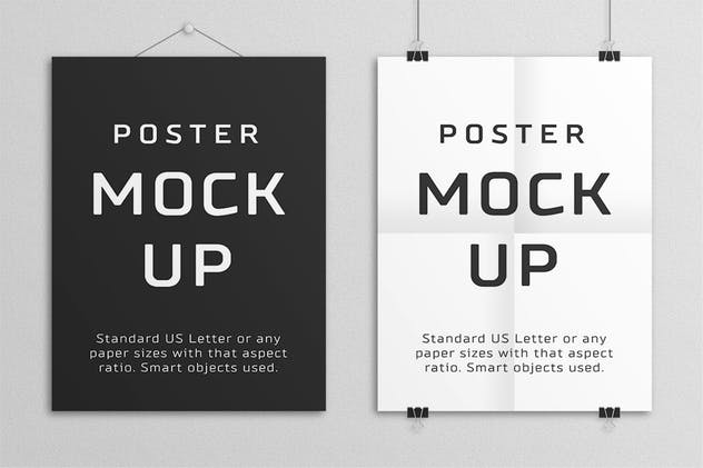 美国信纸规格海报设计样机模板 Poster Mock Up – US Letter插图(4)