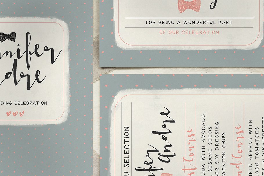 甜蜜圆点婚礼设计物料模板 Sweet Polka Dots Wedding Suite插图(2)