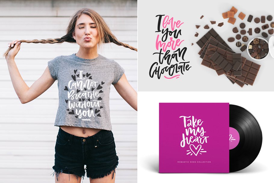 110个手写风格情人节浪漫祝福语插画 Valentine’s Day Lettering Pack插图(10)