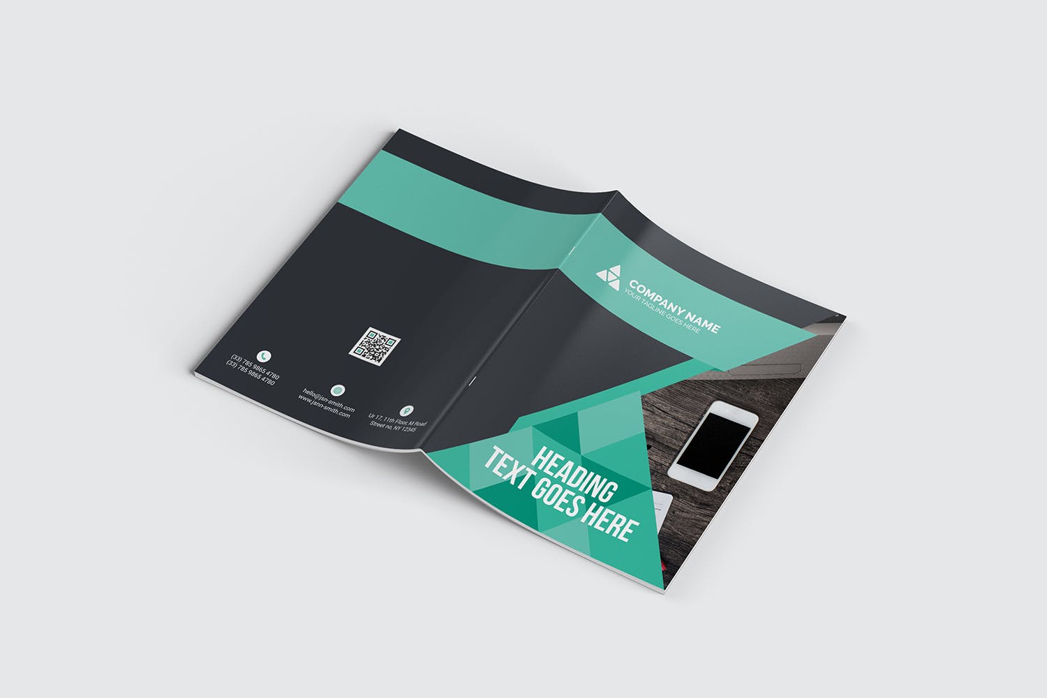 企业宣传折页设计EPS模板 Bifold Brochure插图(2)