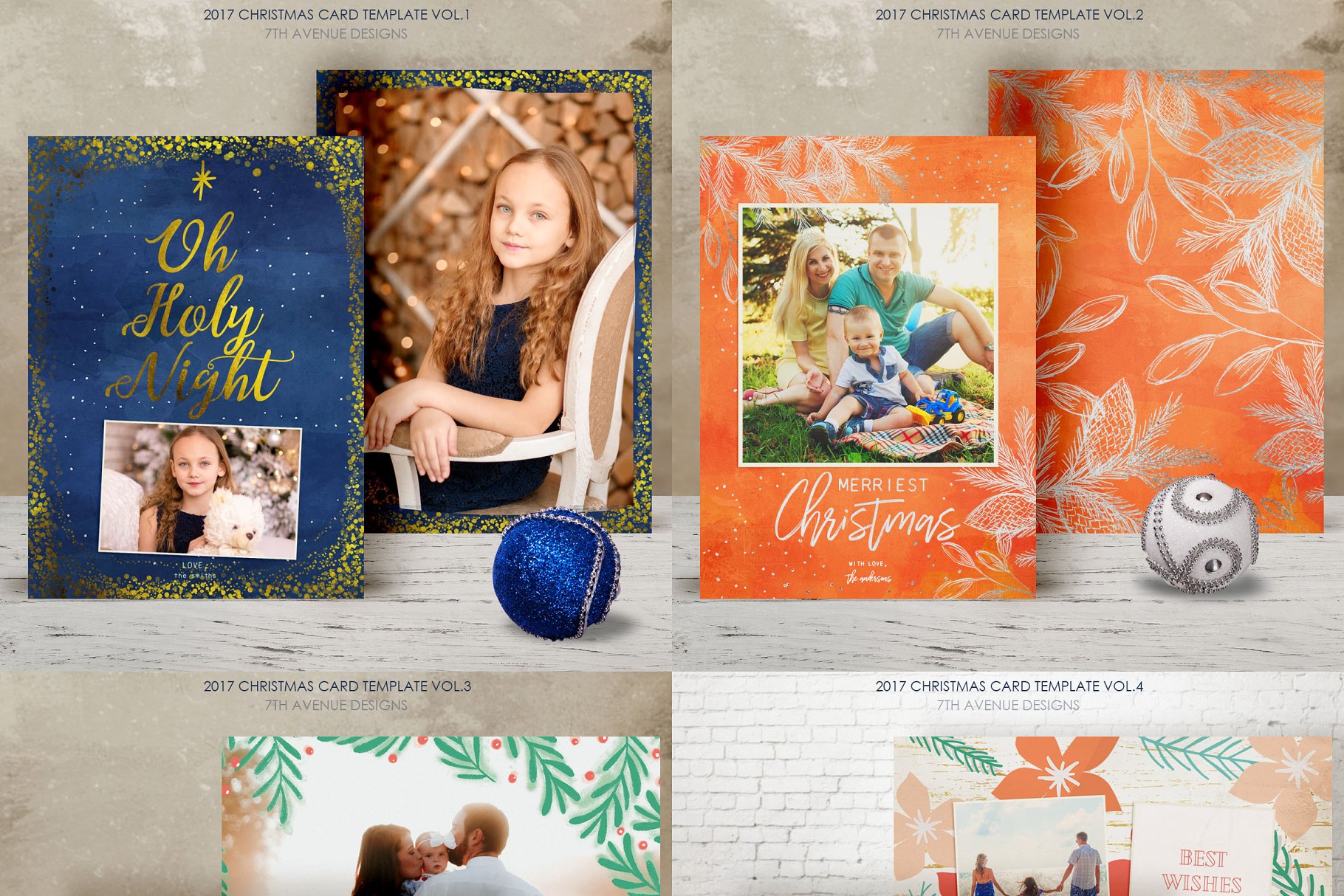 圣诞贺卡模板超级合集第二波 Christmas Cards Template v2插图(1)