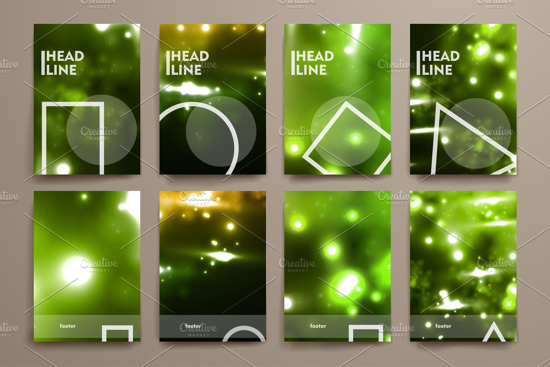 荧光斑驳光点背景画册模板 Set of Abstract Brochures插图(12)