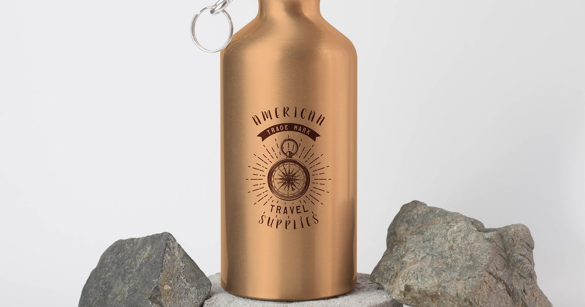 铝制运动水杯外观设计效果图素材库精选 Aluminium Sport Bottle Mock Up插图