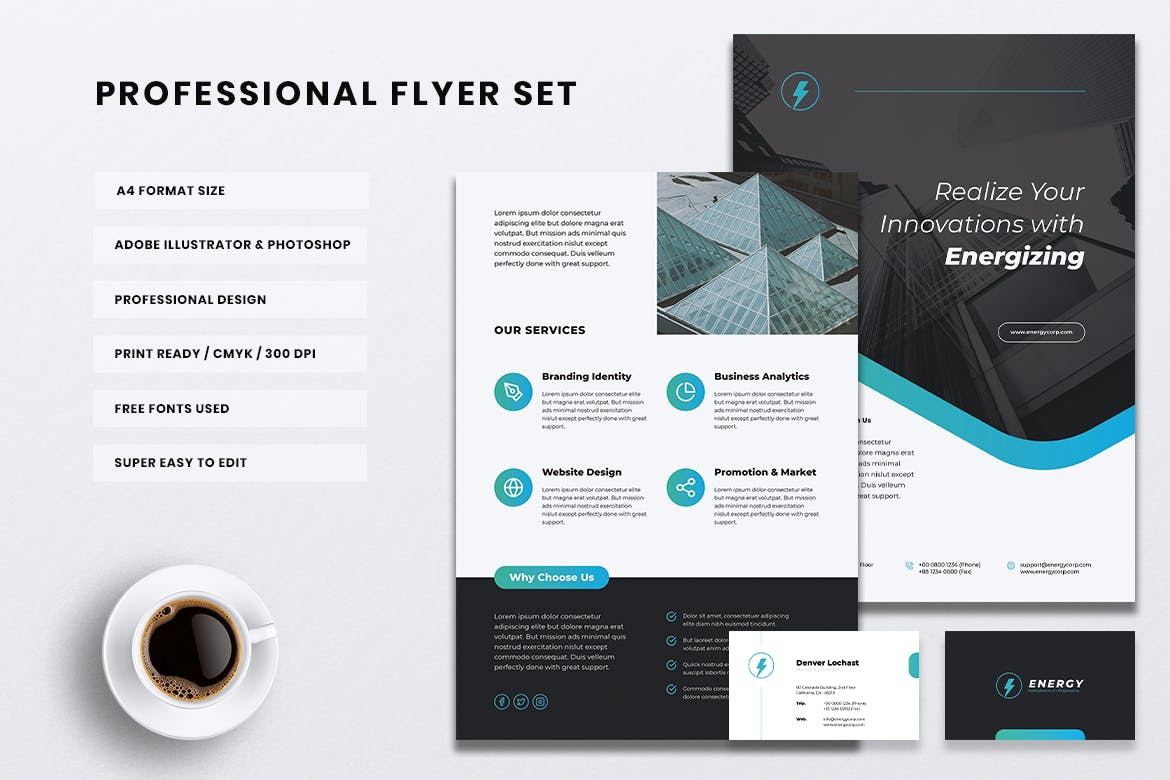 新能源发电厂/企业宣传海报传单&素材库精选名片模板 ENERGY Power Plant Flyer & Business Card插图(3)