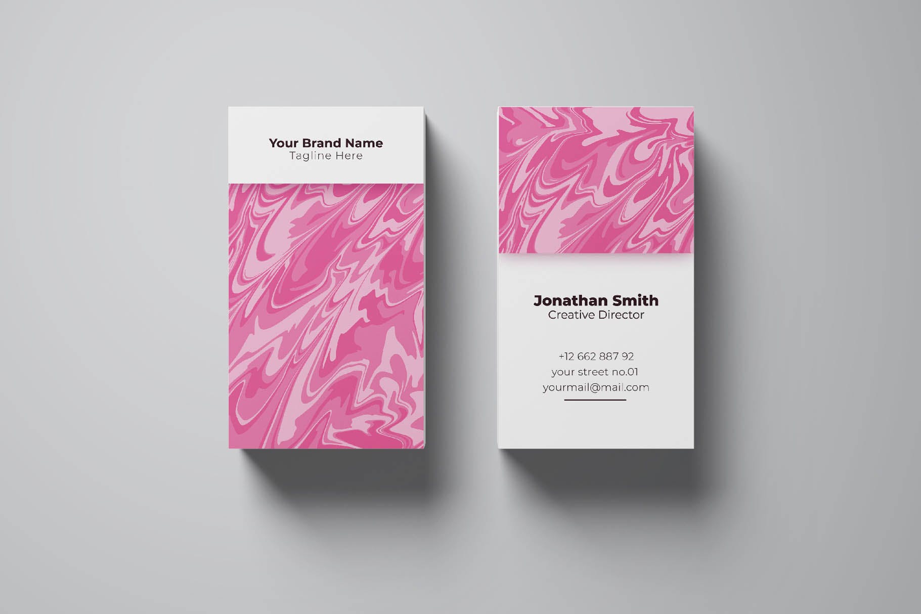 优雅红水彩颜料纹理企业名片设计模板v38 Business Card Template.v38插图