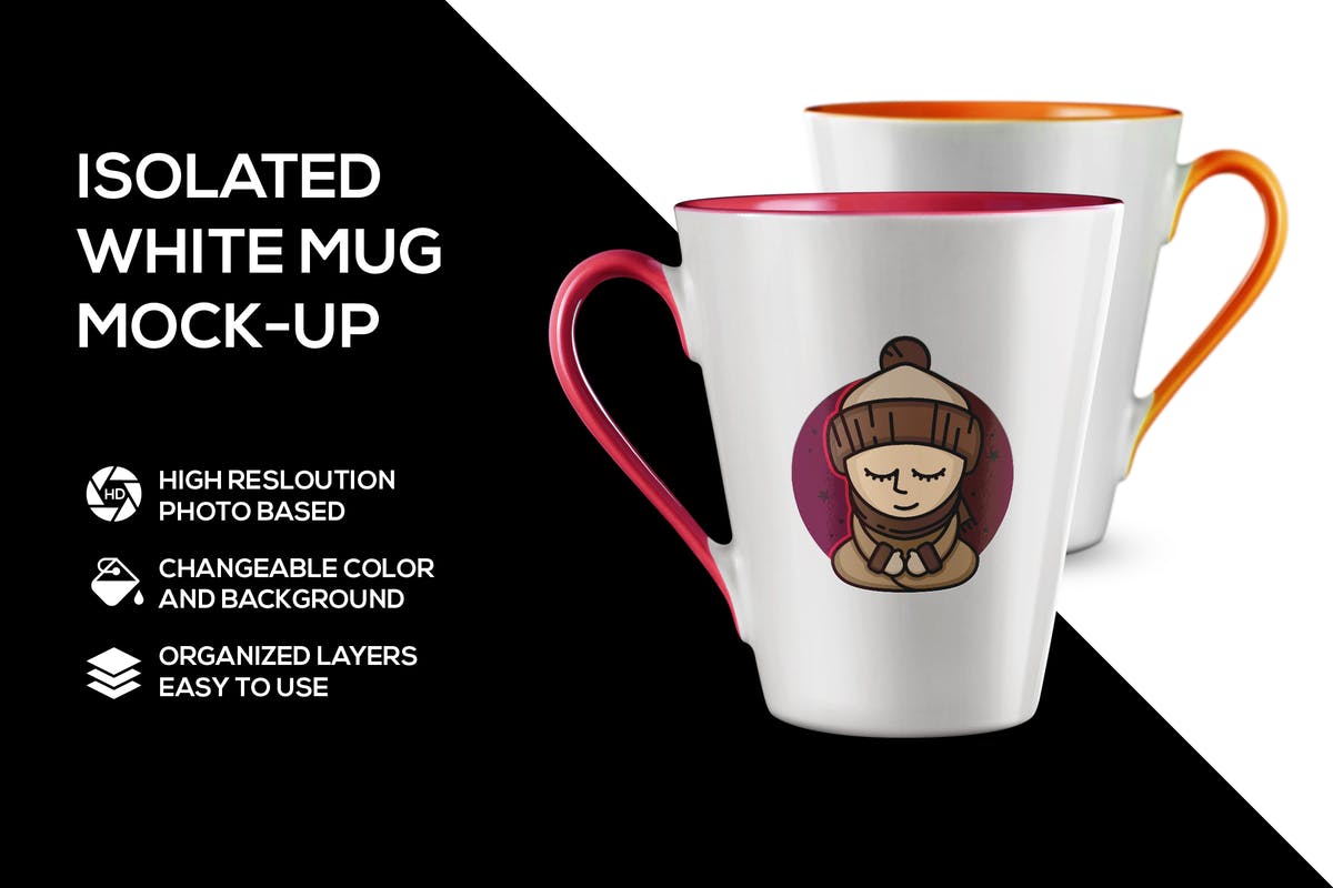 白色马克杯创意图案设计样机模板 White mug mockup插图