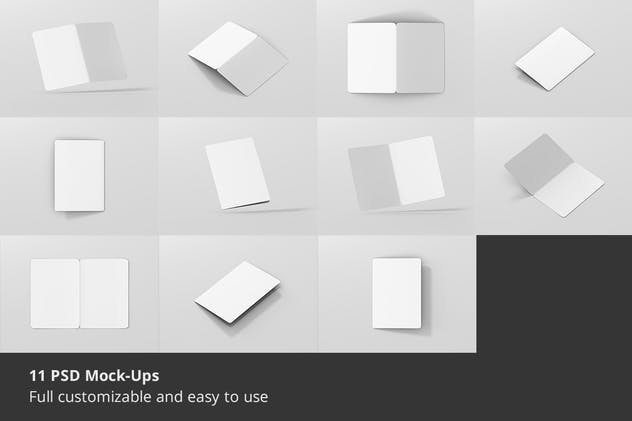 A5尺寸圆角双折页宣传册设计效果图样机素材库精选 A5 Bi-Fold Brochure Mock-Up – Round Corner插图(1)