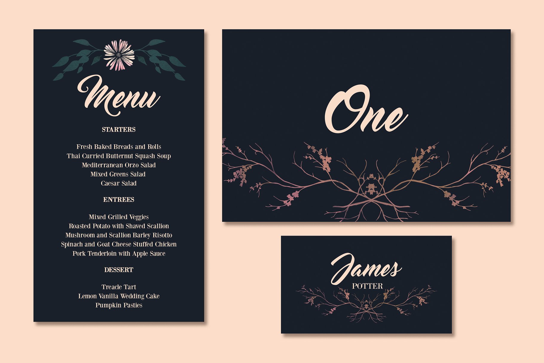 暗色调婚礼邀请函设计模板套装 Rich, Dark & Magical Wedding Suite插图(4)