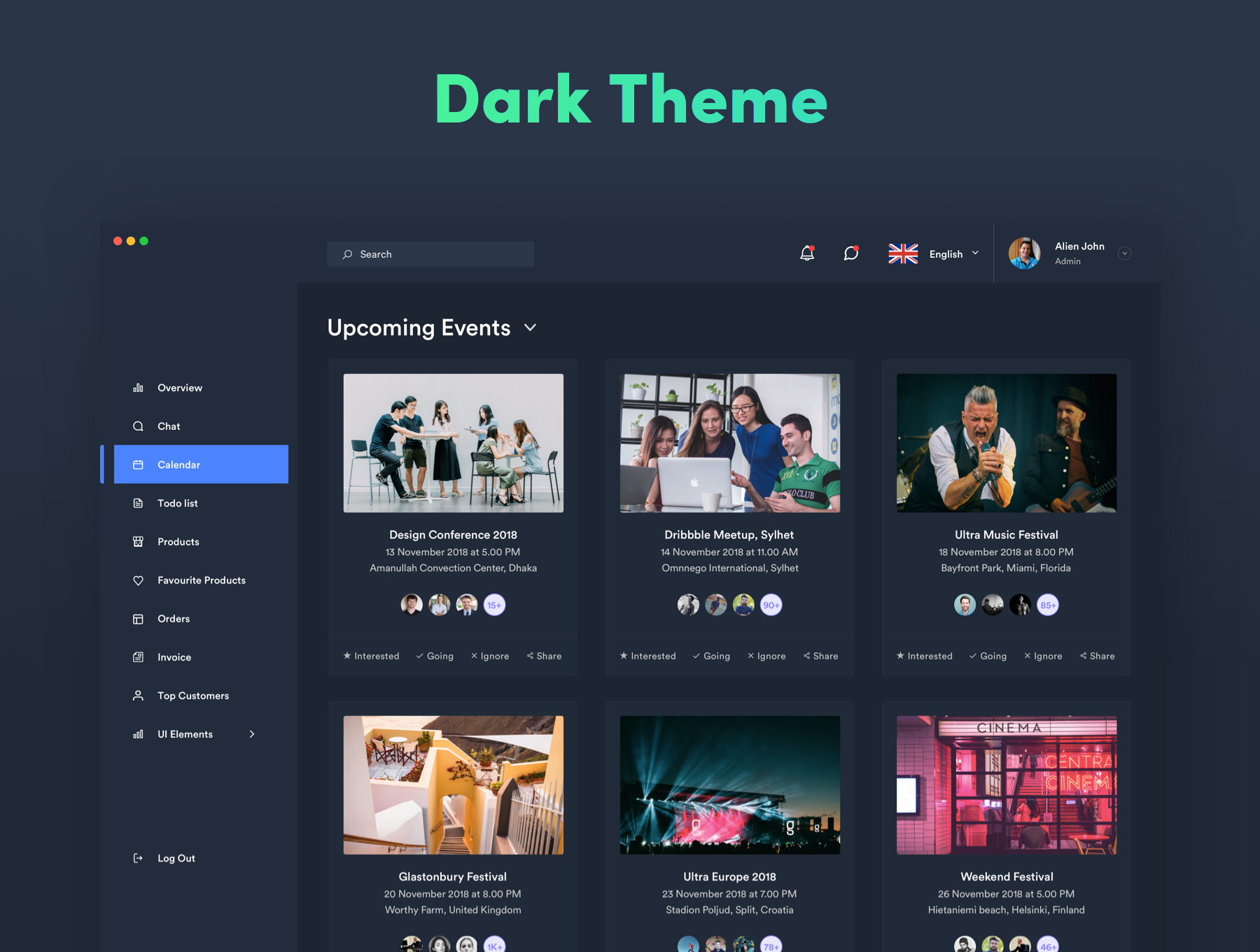 素材库下午茶：酷炫的深色+浅色后台仪表盘UI套装下载[Sketch]插图(1)