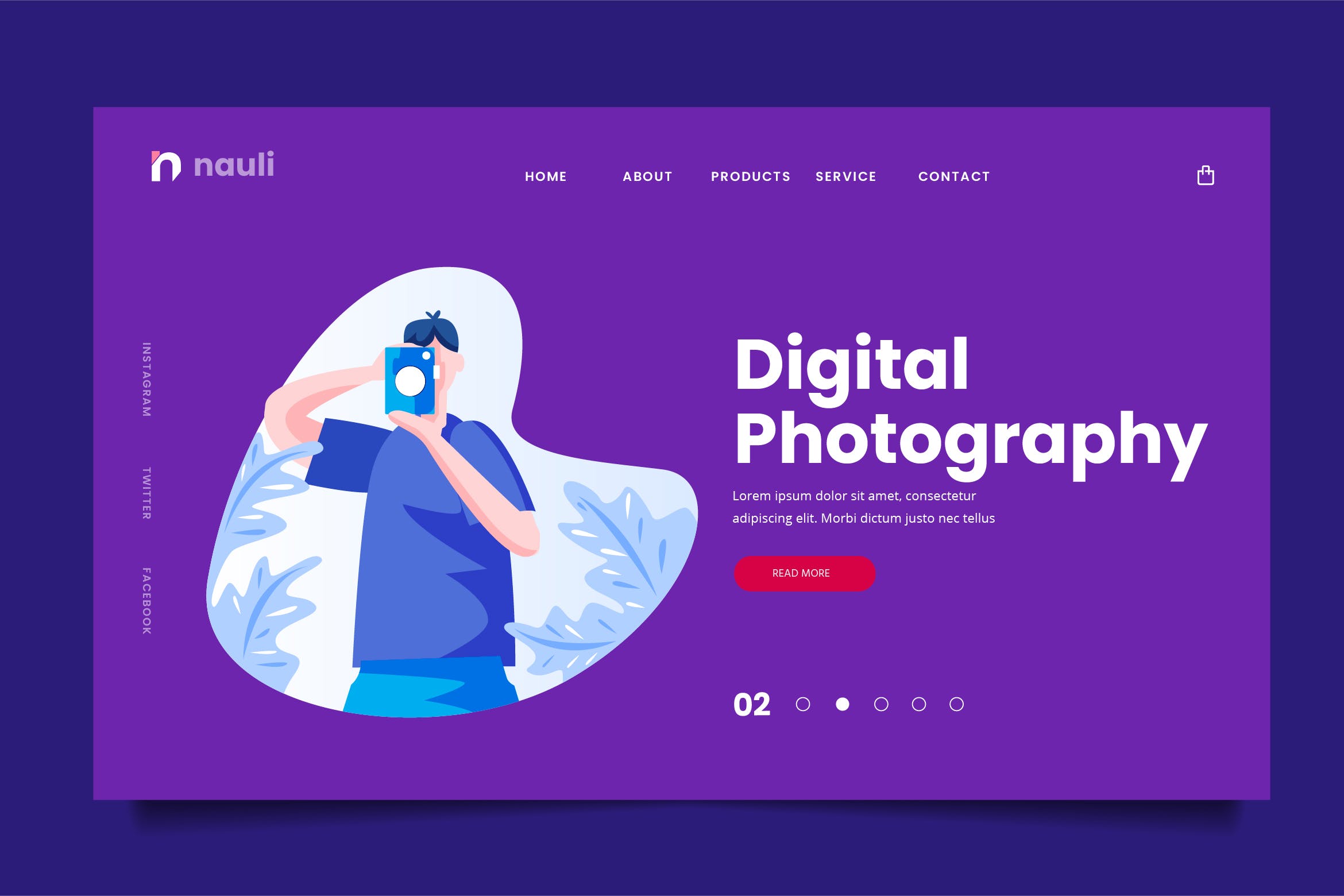 数码摄影主题网站设计矢量插画素材 Digital Photography Web Header PSD and AI Vector插图