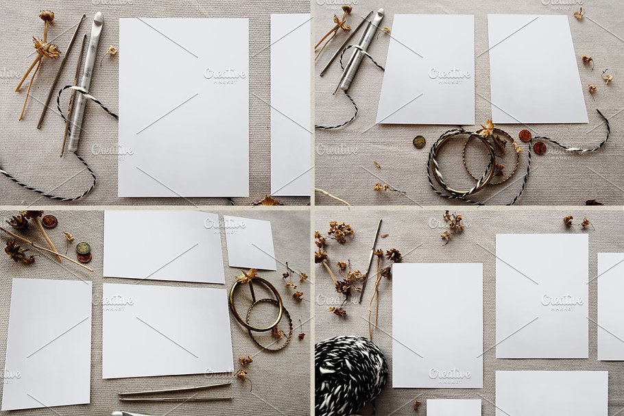 乡村婚礼邀请物料样机 Rustic Wedding Invitation Mockup插图(3)