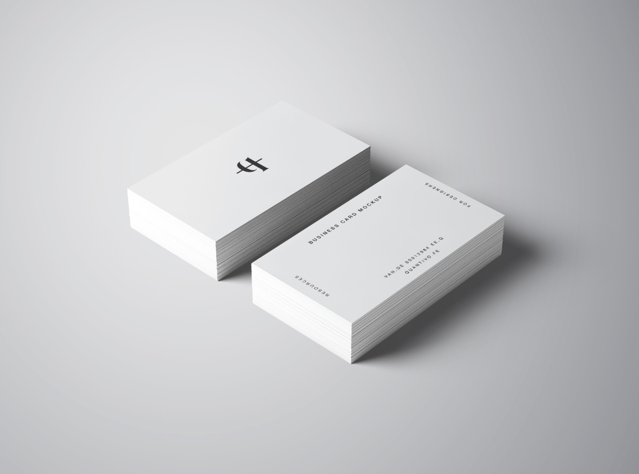 企业名片设计效果图等距网格样机模板 Business Cards Mockup插图(2)