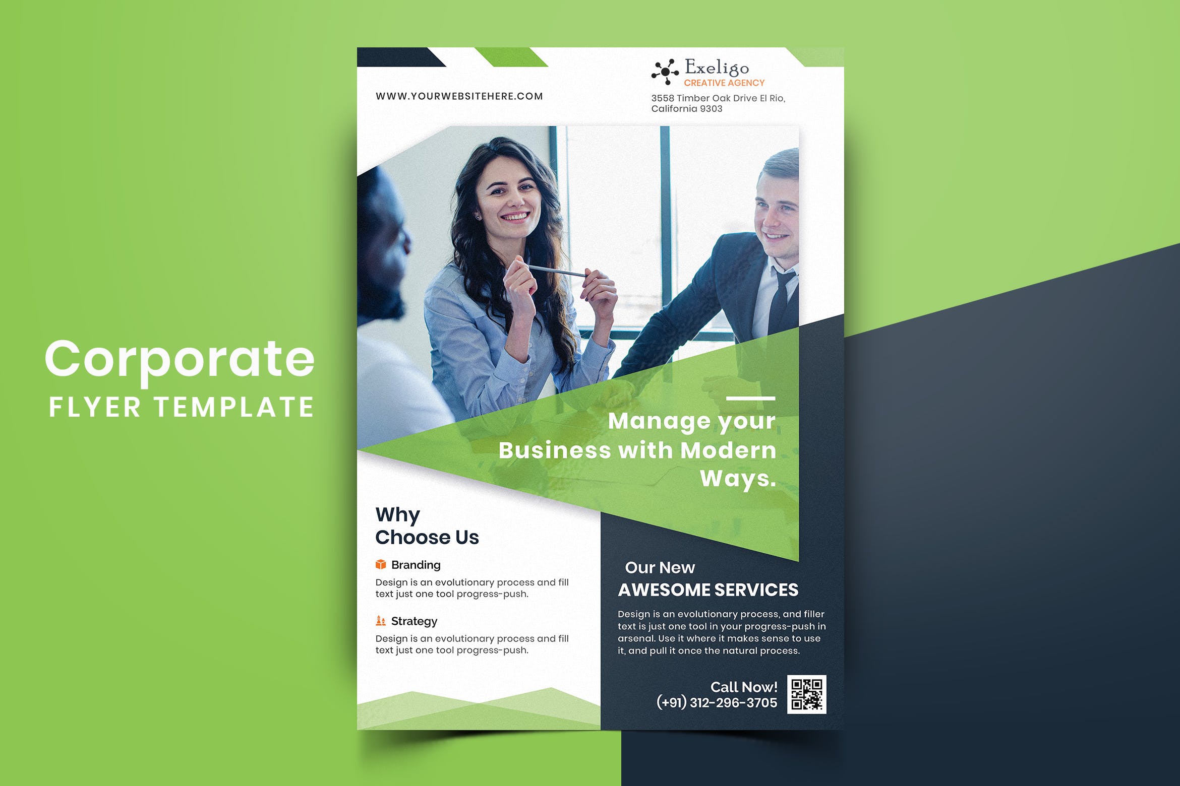 现代设计风格企业宣传单版式模板v03 Corporate Flyer Template-03插图