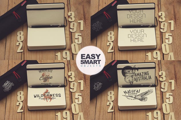 袖珍笔记本写生作品预览样机素材库精选模板v1 Pocket Notebook Writing Sketch插图(1)