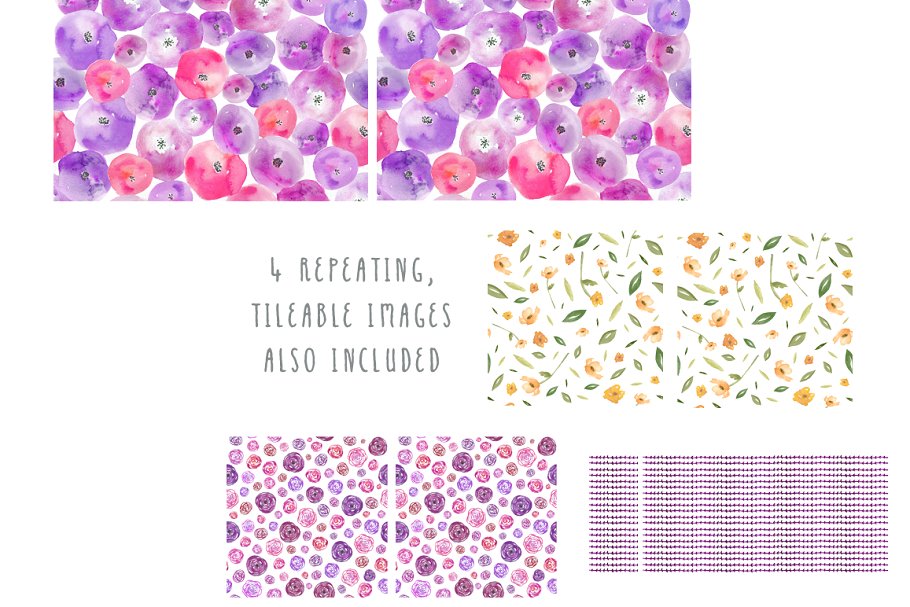 水彩花卉植物图案纹理 Watercolor Patterns 2插图(2)