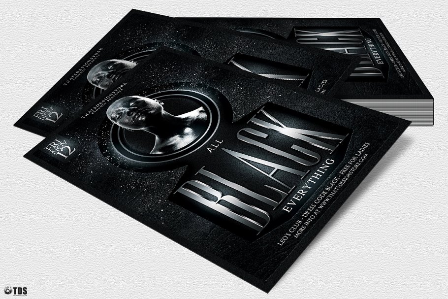 黑人服装俱乐部传单PSD模板v3 Black Party Flyer PSD V3插图(3)