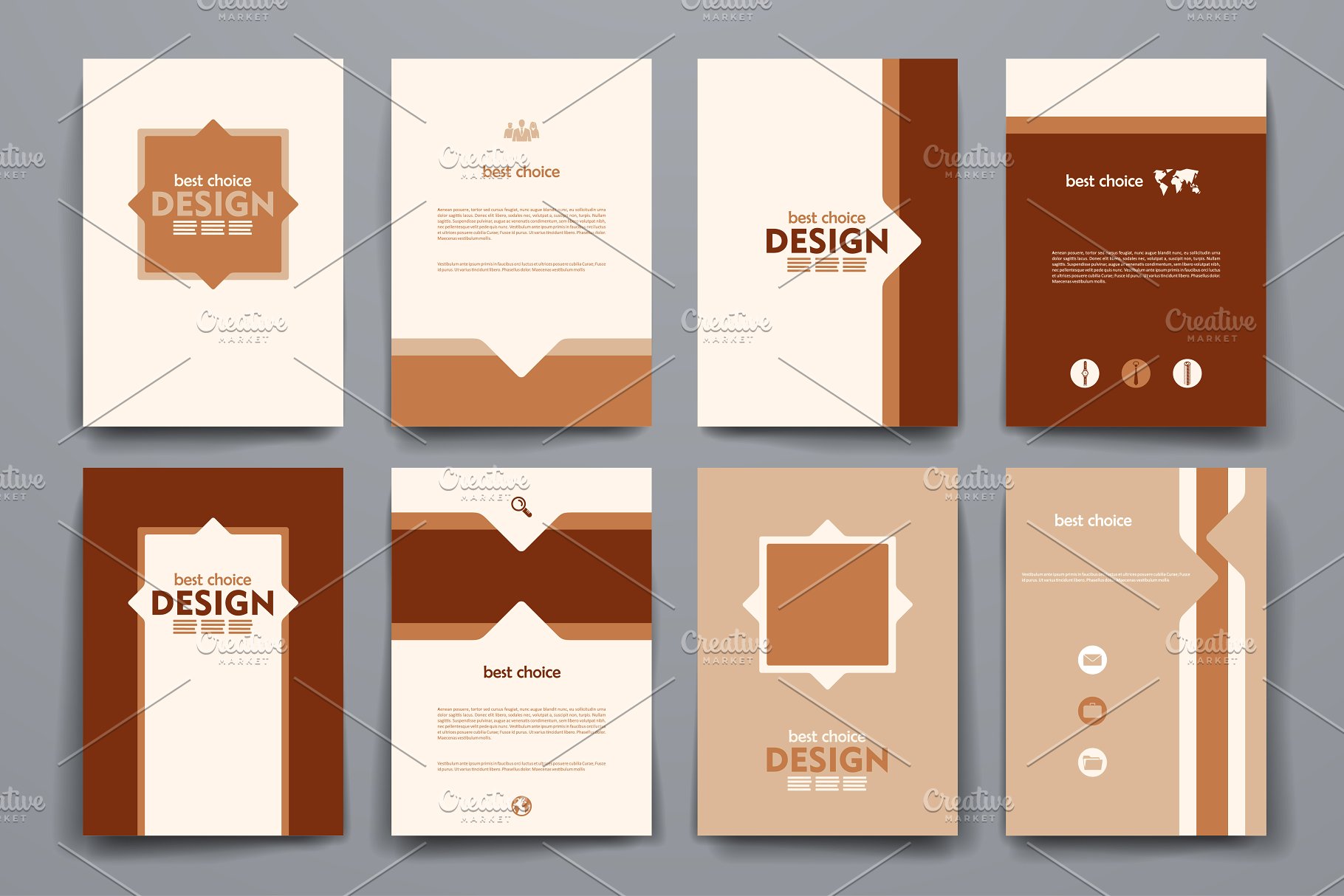 一组漂亮的简约背景小册子模板 Set of Beautiful Brochures插图(5)