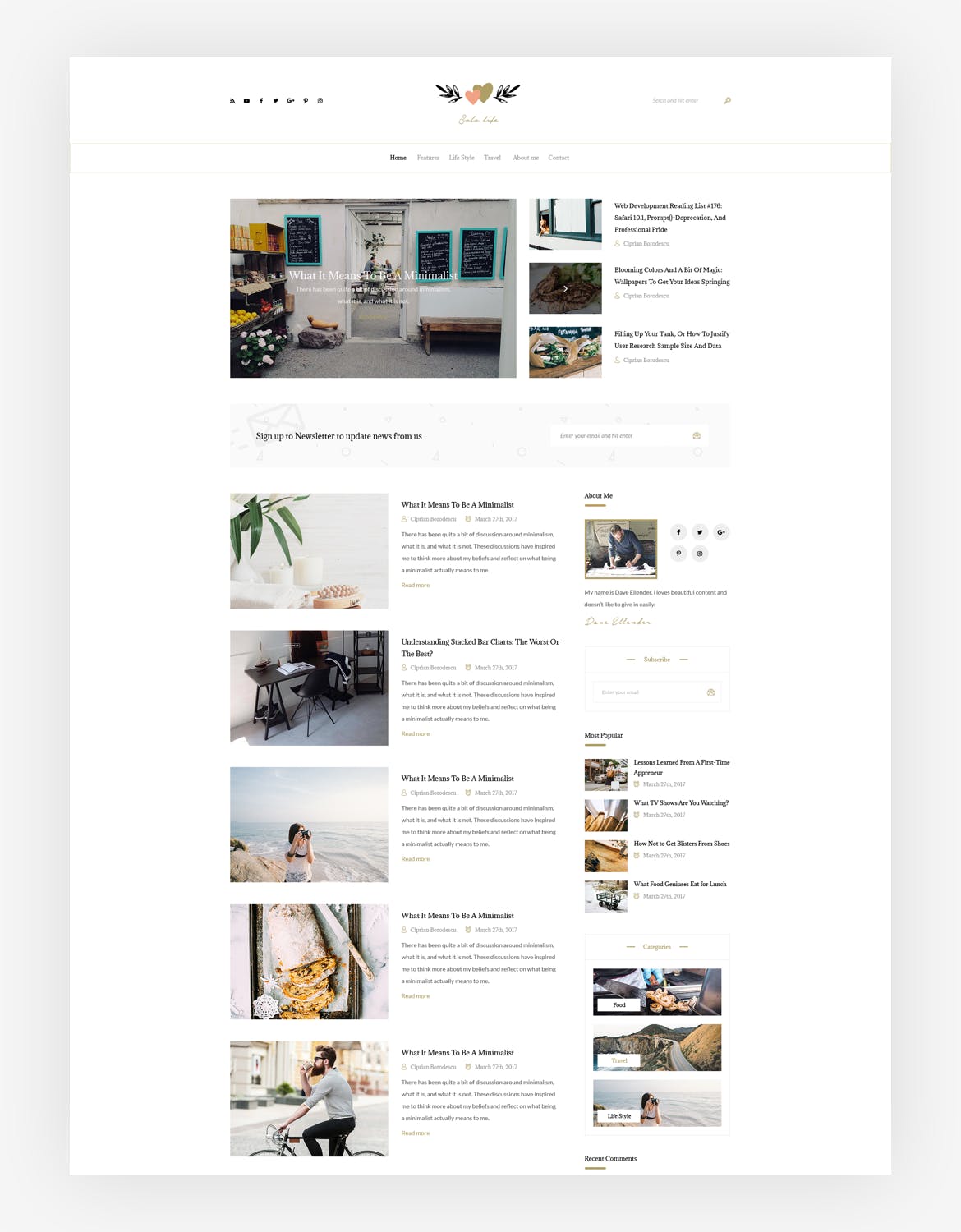 优雅简约风博客/杂志网站设计PSD模板 Solo Life – Blog Magazine Psd Template插图(5)