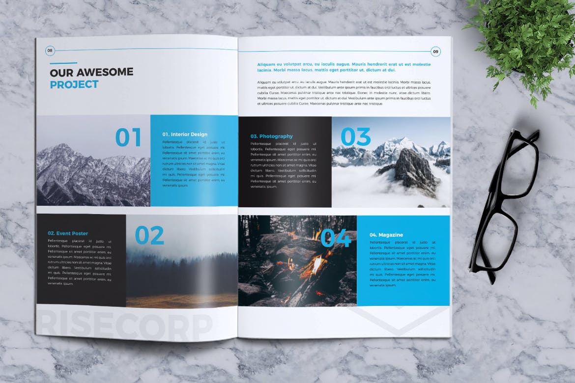 时尚清新简约的房地产楼书品牌手册画册时尚杂志书籍装帧设计模板插图(3)