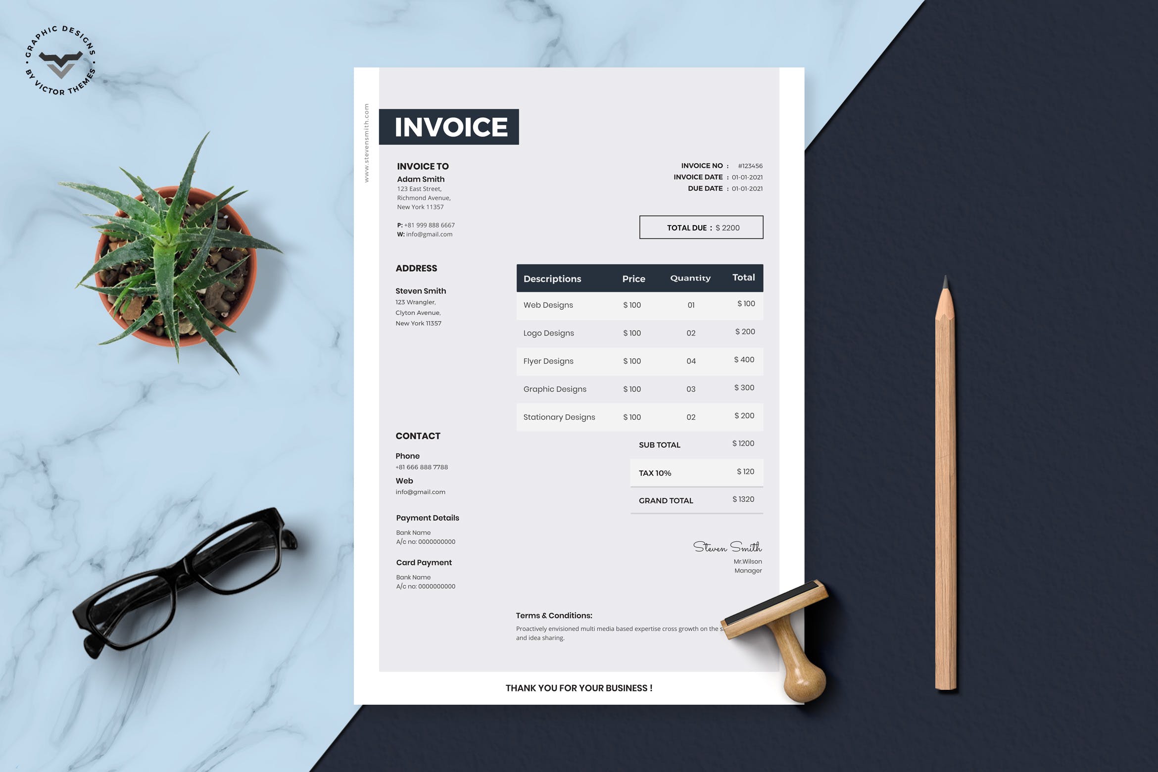企业合作服务清单票据/发票设计模板 Corporate Invoice Template插图