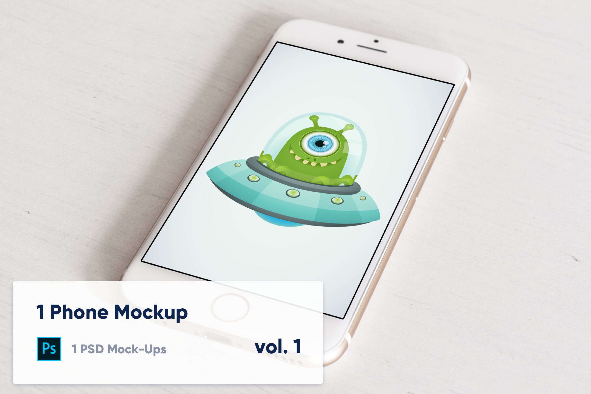 白色背景iPhone屏幕预览素材库精选样机模板 1 Phone Mockup on Wooden Background插图