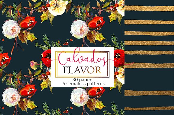 圣诞花饰纸张图案纹理素材 Christmas floral paper pattern pack插图(1)