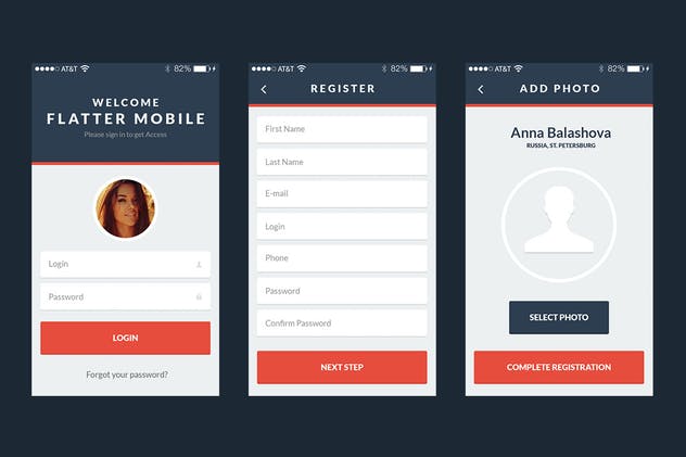 扁平设计风格通用APP应用UI套件 Flatter Mobile UI Kit插图(1)
