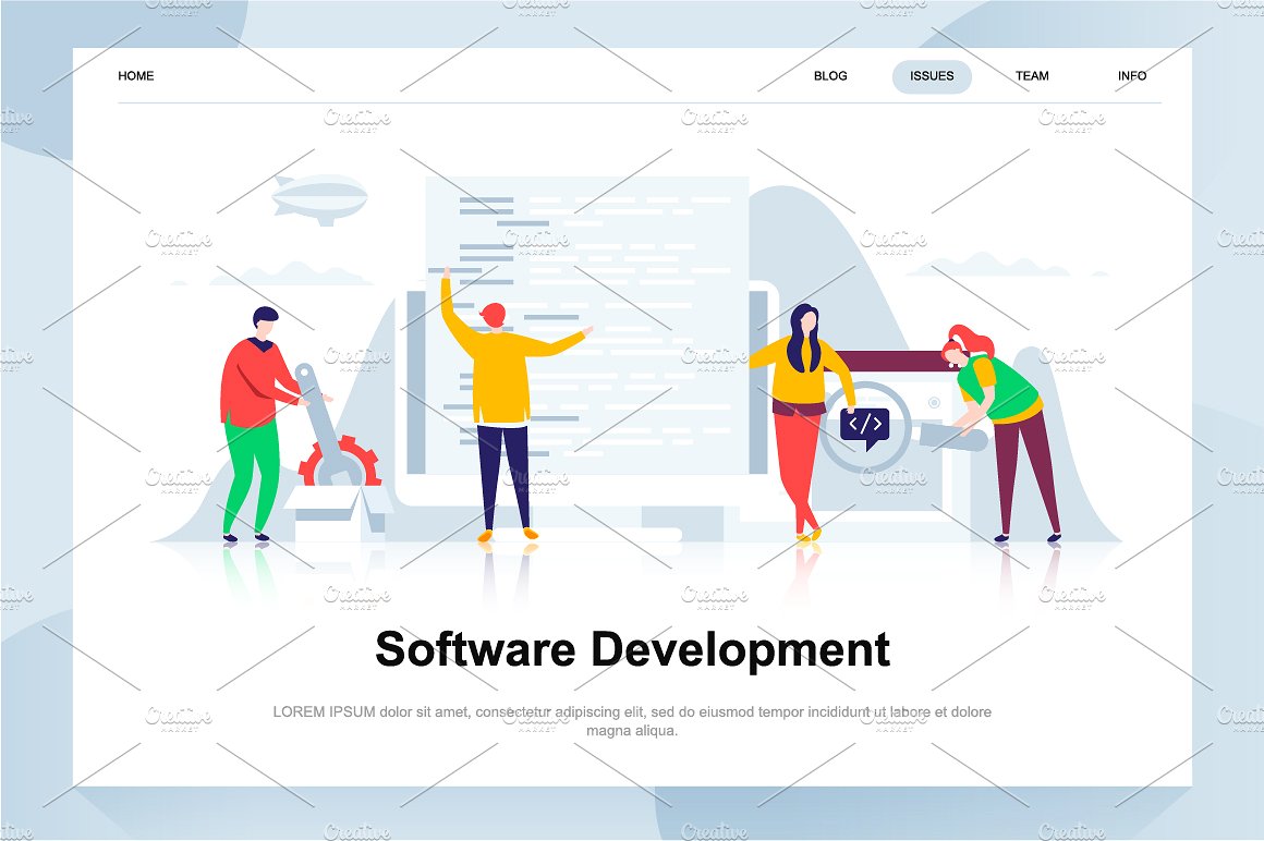 现代化扁平设计理念Web仪表盘登录页面模板 Landing Page Templates插图(16)