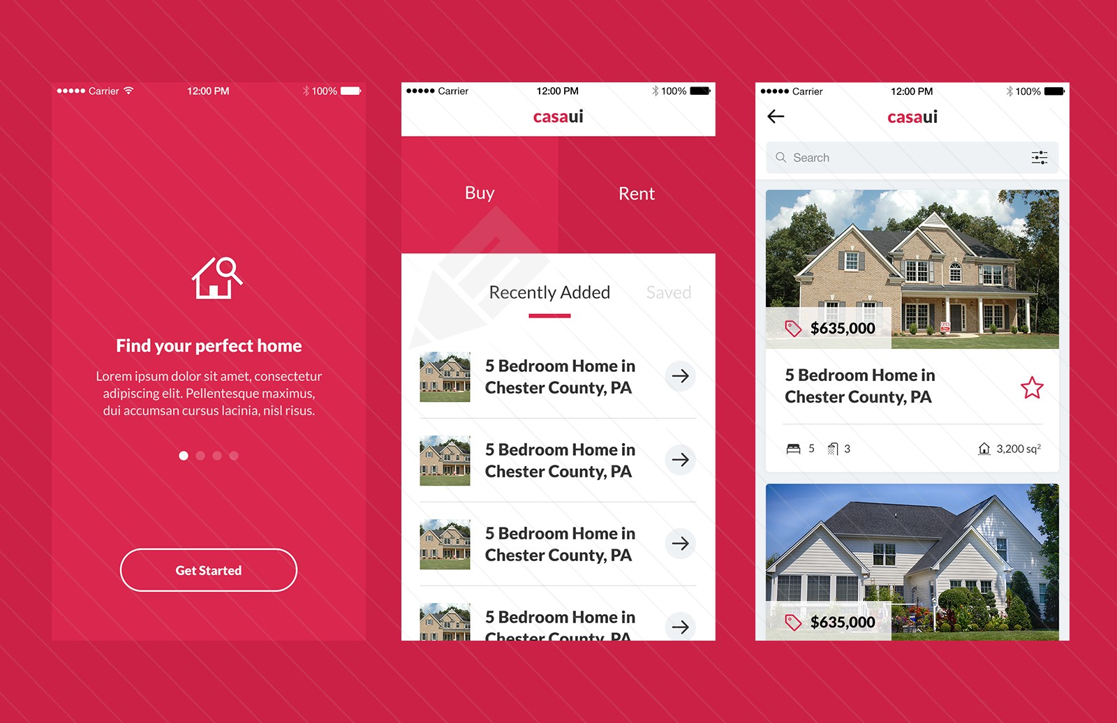 房地产开发销售 APP UI 套件 Casa – Property Mobile App UI Kit插图(1)