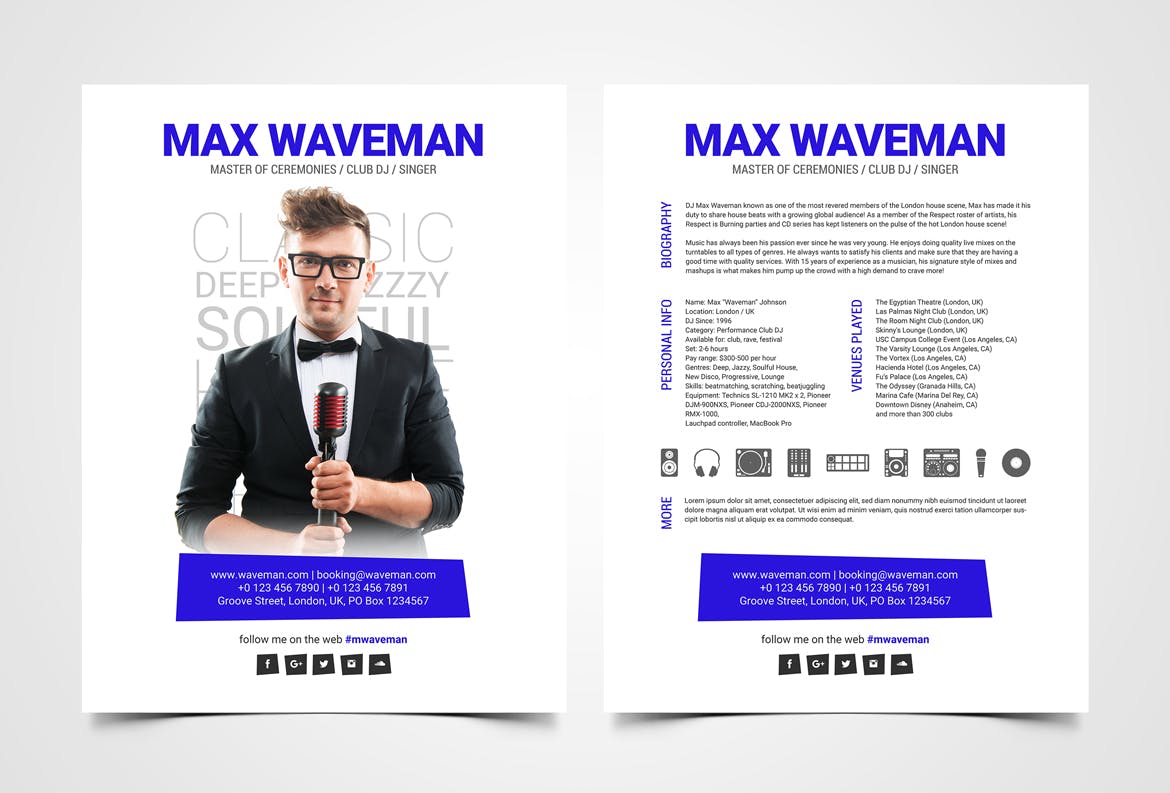 DJ/MC/音乐制作人宣传单设计模板 Press Kit for DJ / MC / Producer插图(2)