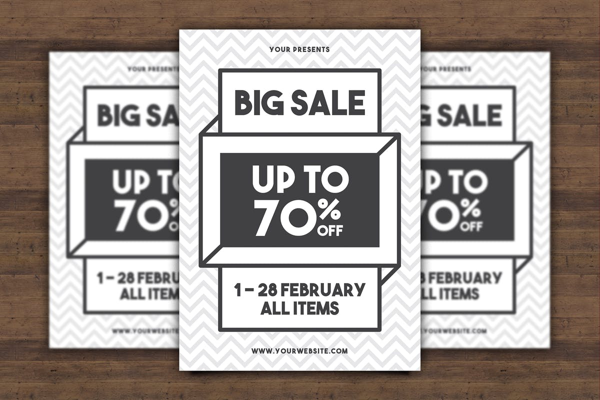 简约文字排版风格促销广告海报设计模板 Big Sale Flyer插图