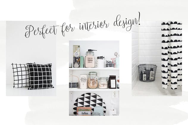 黑白风格手绘图案包装外观设计背景纹理 Black and White Stylish Patterns插图(5)