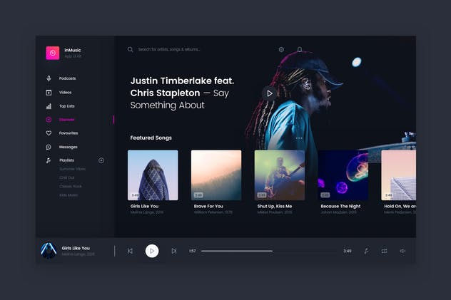 在线音乐音乐视频封面界面设计模板 inMusic App UI Kit Web Template – Discover插图(1)