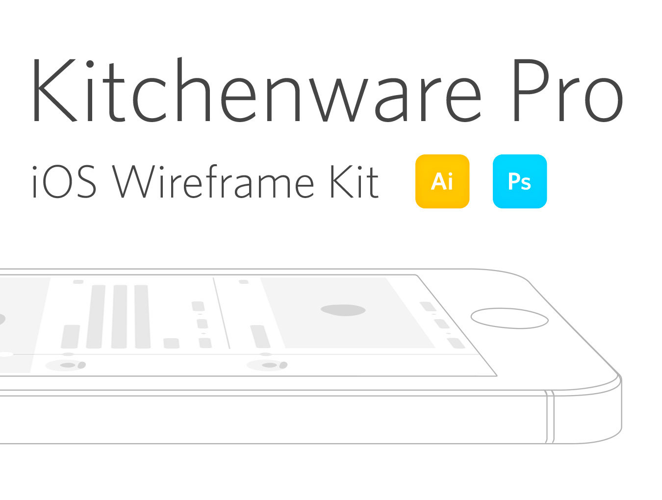 素材库下午茶：完美的 iOS 线框图套装下载[PSD,Ai]插图