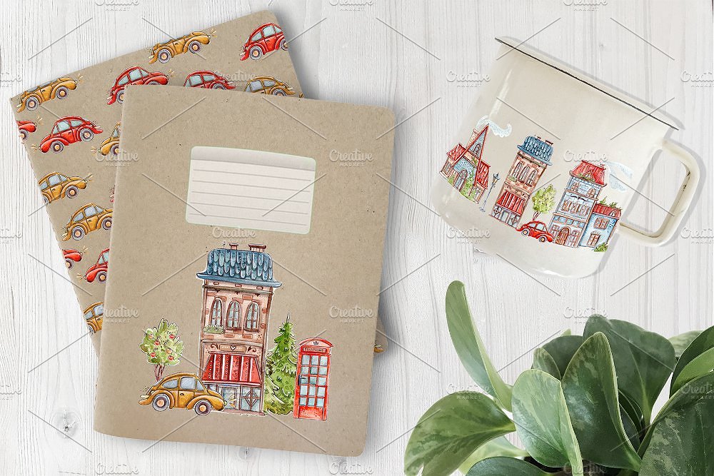 优雅的清新手绘水彩风格欧式英式建筑大集合插图(4)