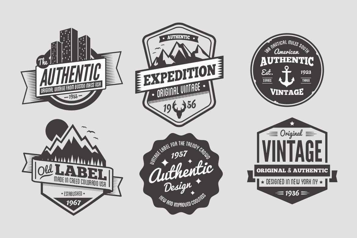 18个复古设计风徽章&品牌商标Logo设计素材库精选模板 18 Vintage Badges and Logos插图(2)