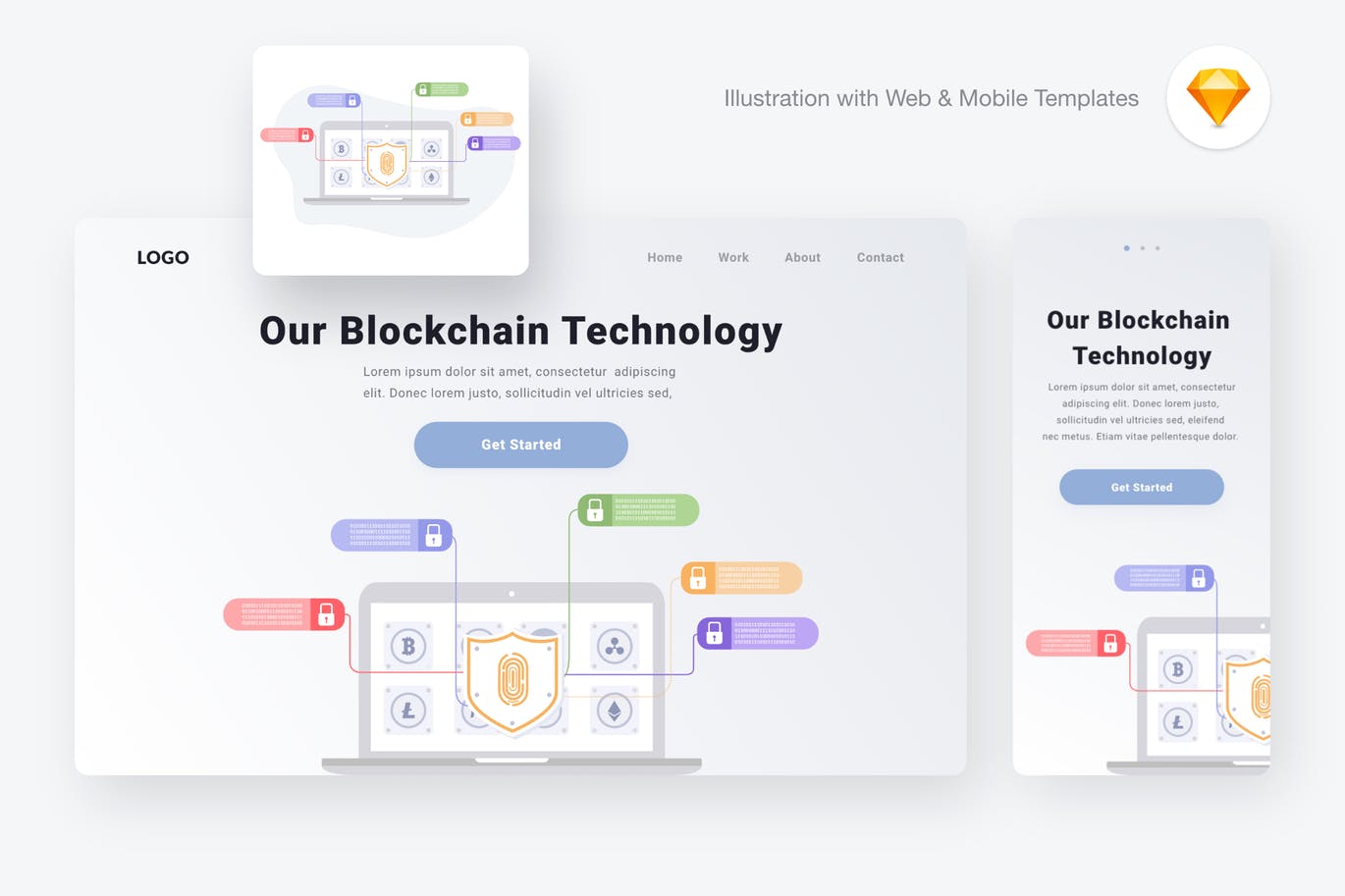 区块链技术矢量素材库精选概念插画 Blockchain technology illustration (Sketch, SVG)插图