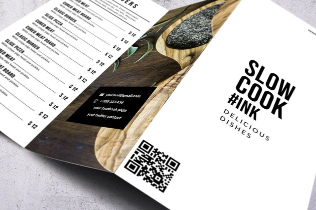 简约文字排版设计三折页菜单模板 Clean & Fresh Trifold A4 & US Letter Menu插图(4)