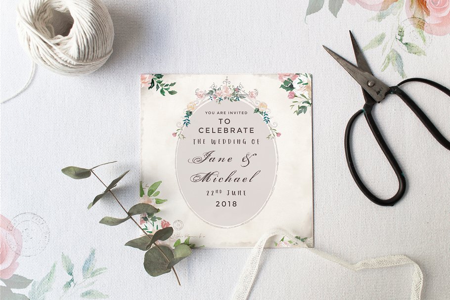 复古水彩玫瑰花卉剪贴画 Vintage Rose – Flower Clipart Set插图(4)