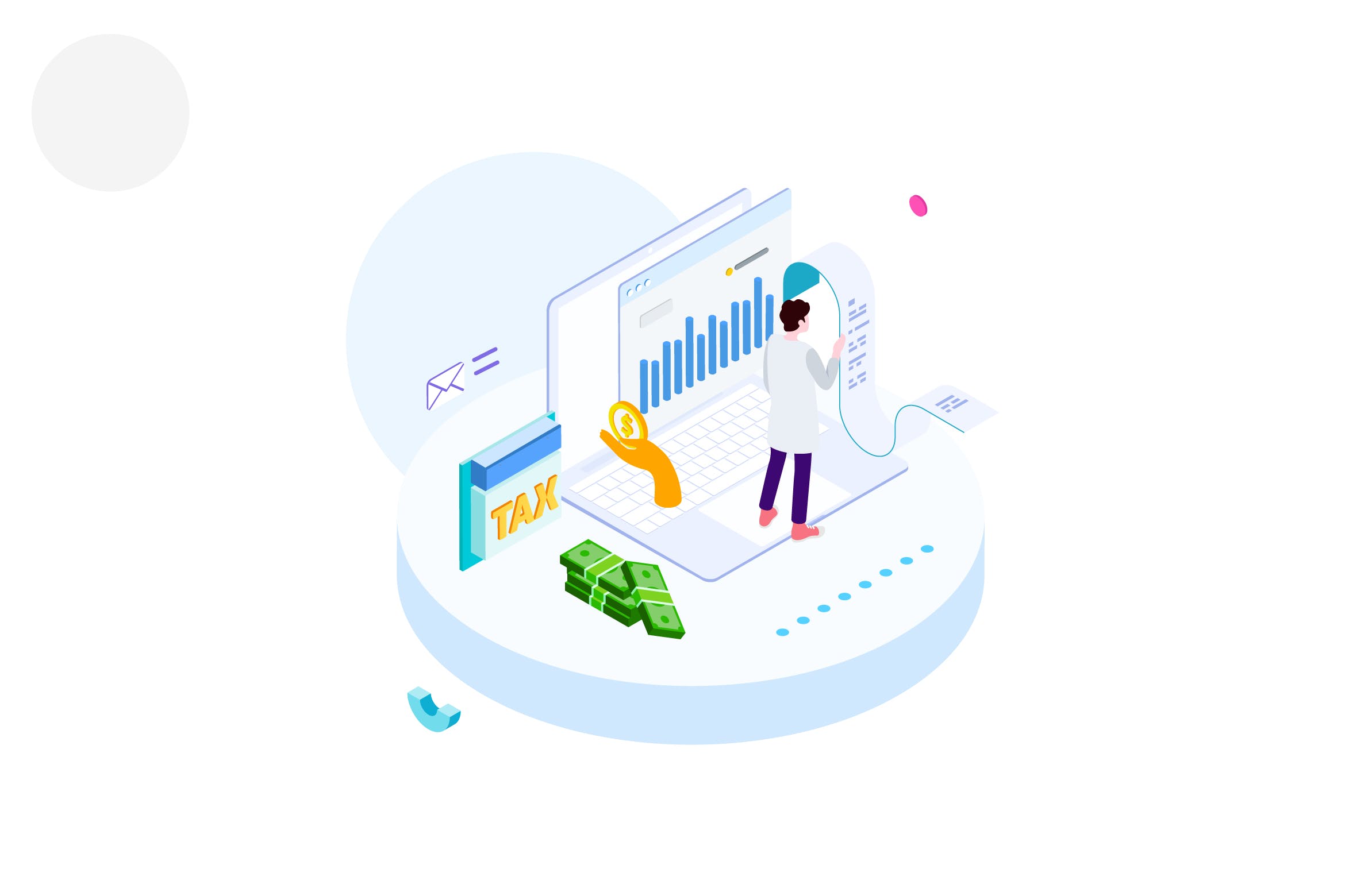 纳税金融业务场景等距概念插画v1 Pay Tax of Finance Isometric Illustration – FV插图