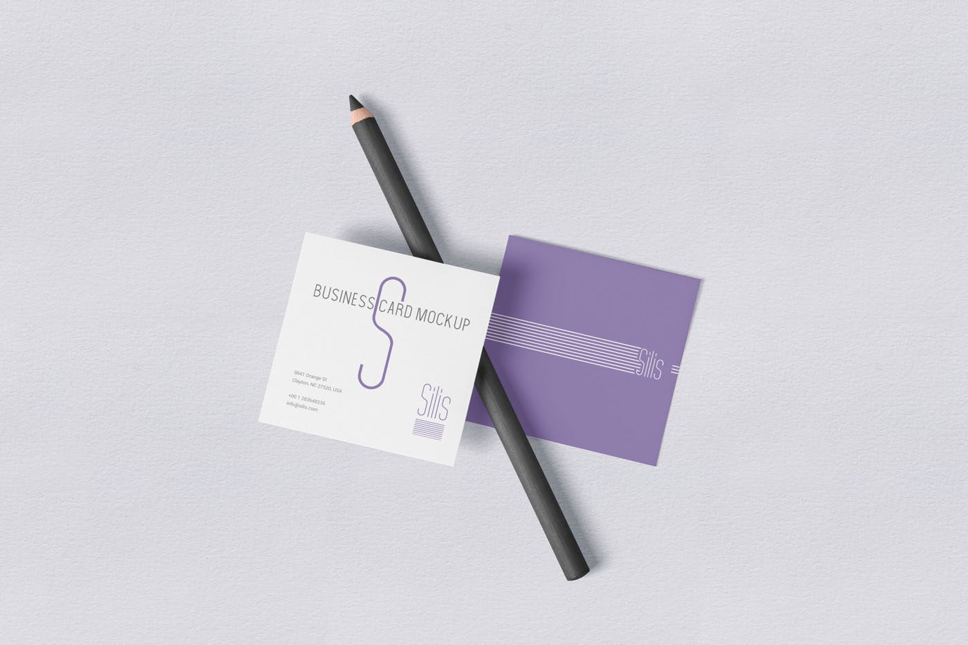 方形名片叠放阴影效果样机素材库精选模板 Square Shaped Business Card Mockups插图(2)