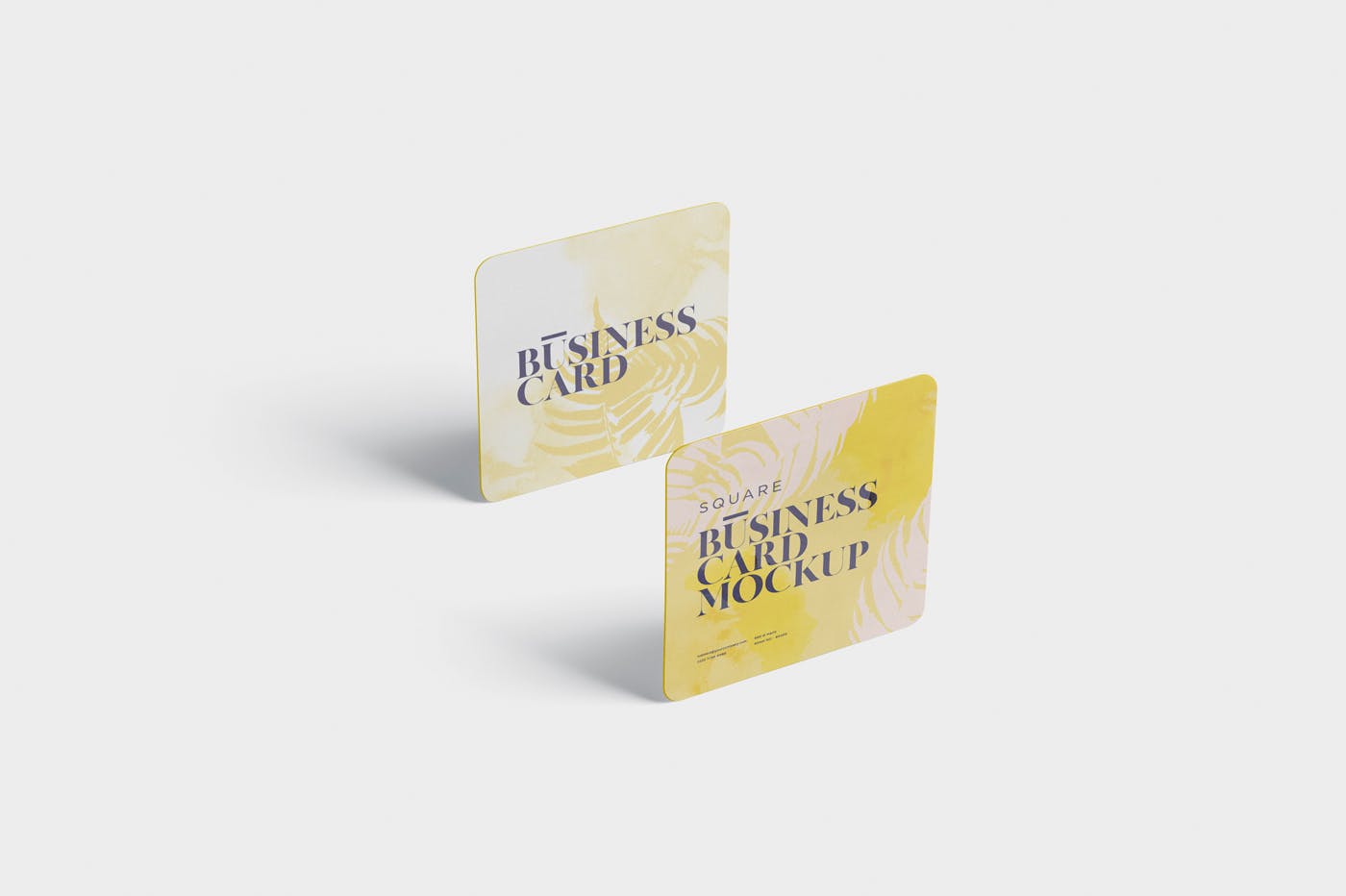 圆角设计风格企业名片效果图素材库精选 Business Card Mockup – Square Round Corner插图(3)
