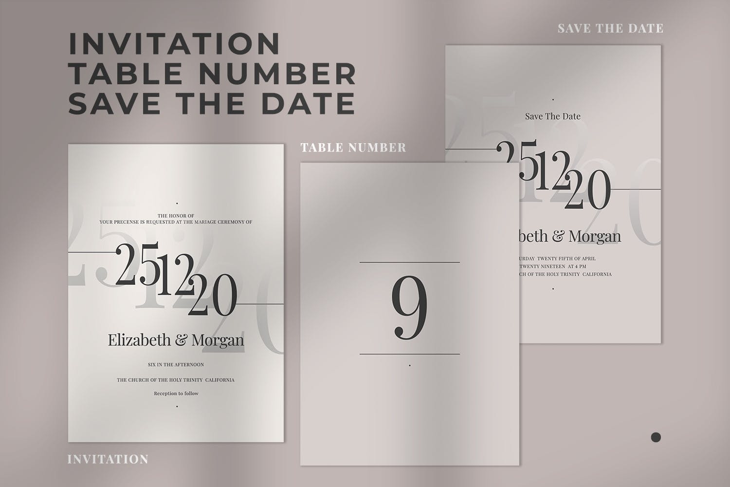 朴实无华风格婚礼邀请设计素材包 Modern Minimalist Wedding Suite插图(2)