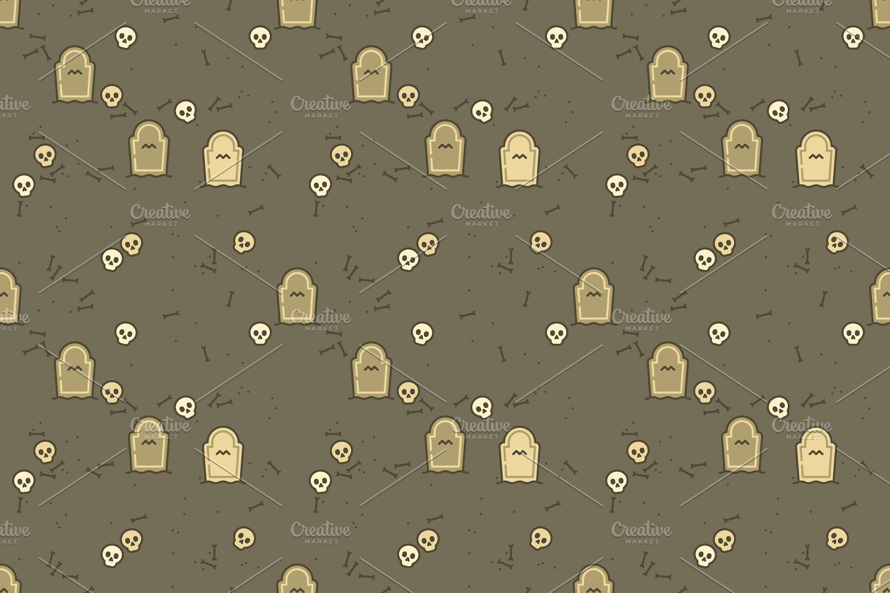 16款万圣节主题风格图案印花设计素材 16 spooky Halloween patterns插图(5)