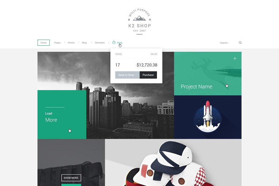 现代应用程序UI素材工具包K2 K2 Website Photoshop PSD Template插图(2)