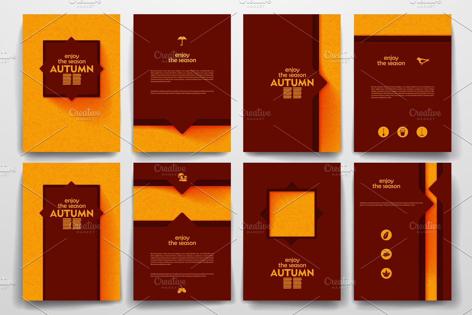 秋天果实丰收季节主题小册子模板 Autumn brochures插图