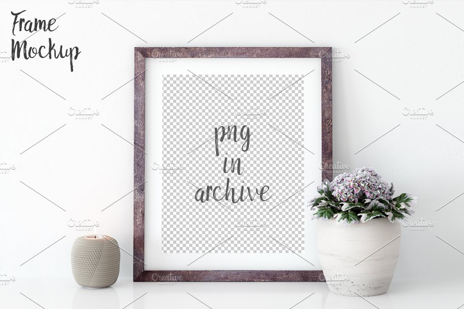 室内相框画框展示样机 Frame mockup in white – 2 (8×10)插图(2)